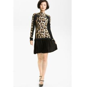 Just Cavalli Leopard Print Dress with Black Sleeves